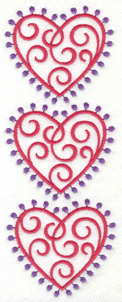 Embroidery Design: Fashion Hearts Vertical2.59w X 6.85h