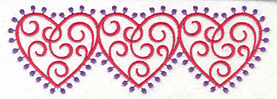 Embroidery Design: Fashion Hearts Horizontal6.77w X 2.30h