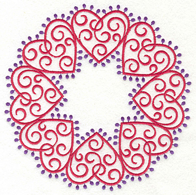Embroidery Design: Fashion Hearts Circle6.85w X 6.85h