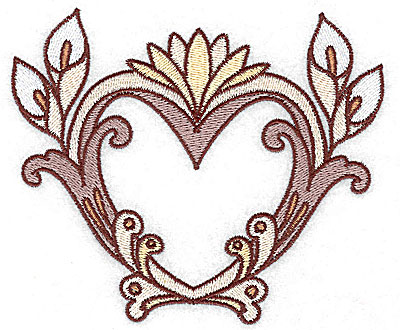 Embroidery Design: Heart with calla lily large 4.96w X 4.17h