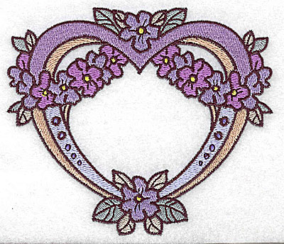 Embroidery Design: Heart with floral wreath large 4.97w X 4.28h