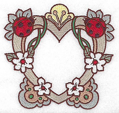 Embroidery Design: Heart with ladybugs large 4.97w X 4.71h