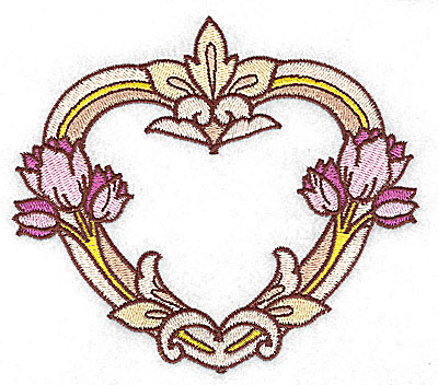 Embroidery Design: Heart with tulips large 4.95w X 4.34h