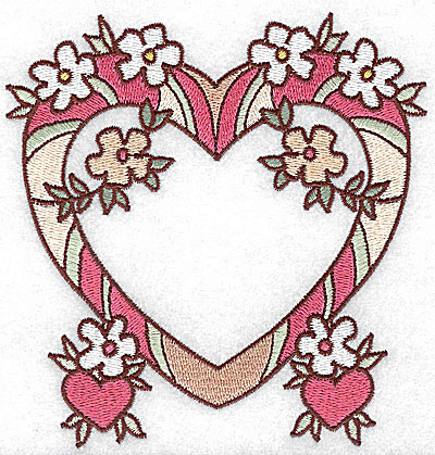 Embroidery Design: Heart with flowers and hearts large 4.77w X 4.96h