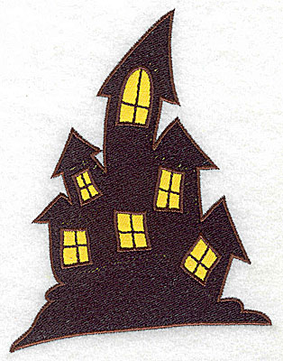 Embroidery Design: Haunted house double applique 3.85w X 3.86h