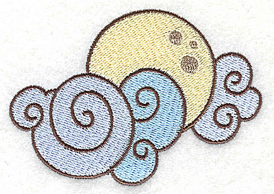 Embroidery Design: Moon and clouds   3.53w X 2.46h