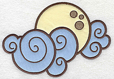 Embroidery Design: Moon and clouds double applique  6.96w X 3.85h