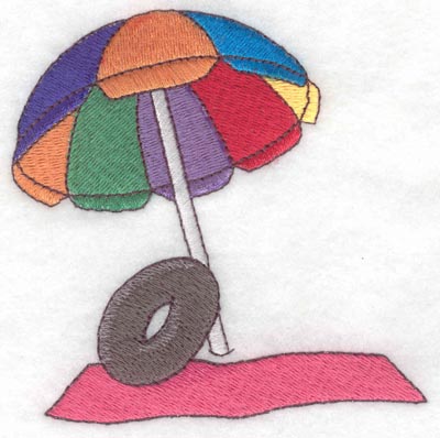 Embroidery Design: Beach blanket with umbrella3.90w X 3.89h