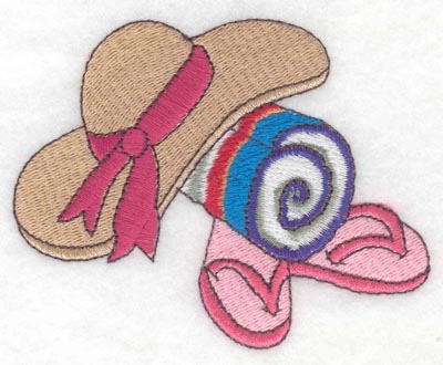Embroidery Design: Hat towel flip flops3.79w X 2.94h