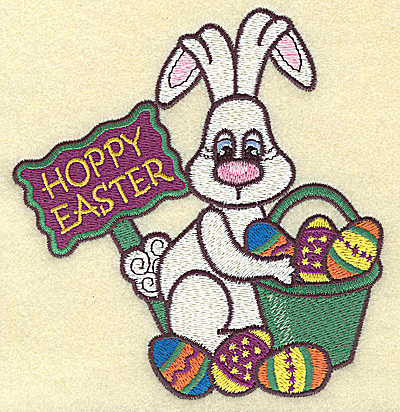 Embroidery Design: Hoppy Easter with bunny large 4.65w X 4.91h