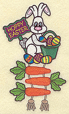 Embroidery Design: Hoppy Easter bunny and carrots 4.00w X 6.75h