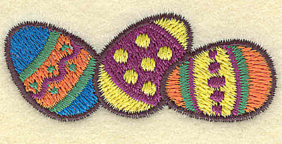 Embroidery Design: Easter egg trio 2.44w X 0.99h