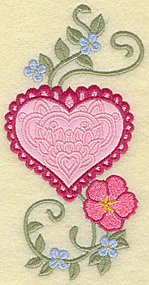 Embroidery Design: Heart applique and flowers C large 5.96w X 3.02h