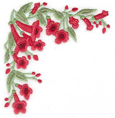 Embroidery Design: Trumpet flower corner large 4.62w X 4.99h