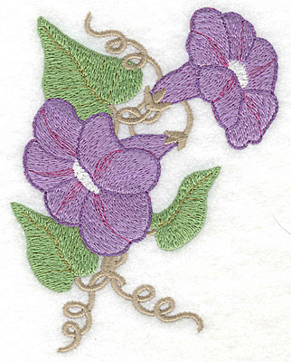 Embroidery Design: Morning Glories mauve large 3.69w X 4.97h