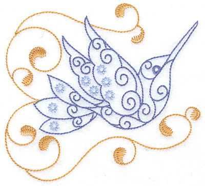 Embroidery Design: Hummingbird swirl A large 4.97w X 4.52h