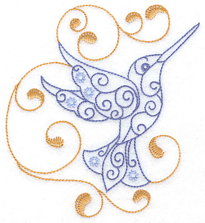Embroidery Design: Hummingbird swirl B large 4.61w X 4.99h
