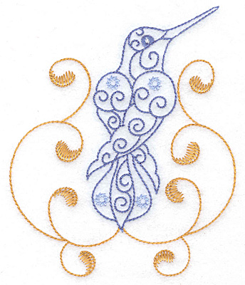 Embroidery Design: Hummingbird swirl G large 4.18w X 4.99h