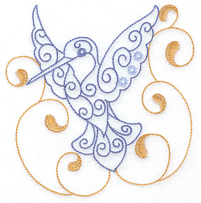Embroidery Design: Hummingbird swirl H large 3.88w X 4.99h