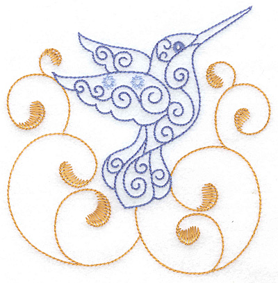 Embroidery Design: Hummingbird swirl I large 4.88w X 4.99h