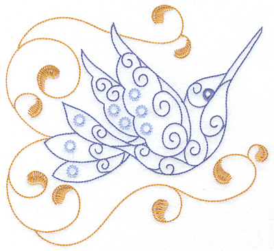 Embroidery Design: Hummingbird swirl K  x/l7.05w X 3.41h