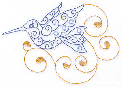 Embroidery Design: Hummingbird swirl L  x/l 6.97w X 4.80h