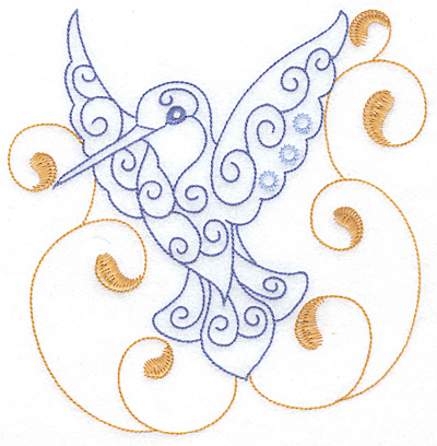 Embroidery Design: Hummingbird swirl M x/l 6.92w X 7.09h