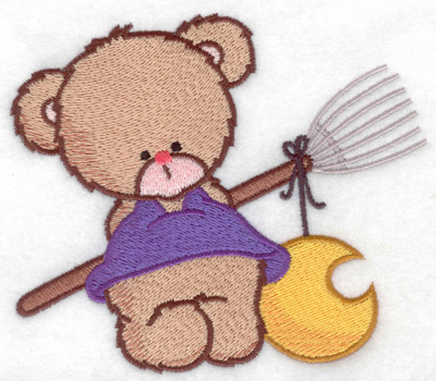 Embroidery Design: Bear with broom large 4.93w X 4.21h
