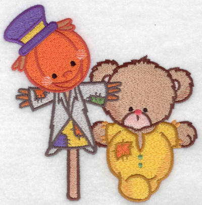 Embroidery Design: Bear with scarecrow large 4.84w X 4.95h