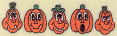 Embroidery Design: Pumpkins in a row 6.94w X 1.91h