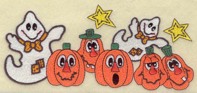 Embroidery Design: Ghosts and pumpkins 6.79w X 3.06h