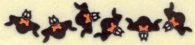 Embroidery Design: Bats in a row small 6.96w X 1.54h