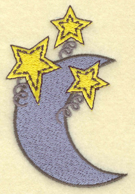 Embroidery Design: Moon and stars 2.35w X 3.58h