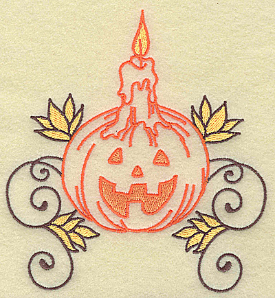 Embroidery Design: Pumpkin with candle design large 4.59w X 4.95h