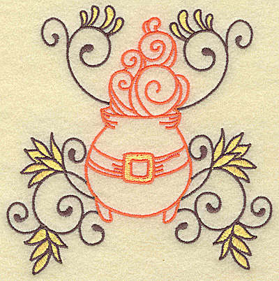 Embroidery Design: Witches cauldron with swirls large 4.86w X 4.97h
