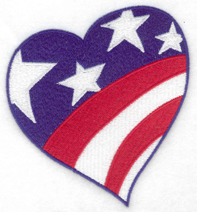 Embroidery Design: Independence Day heart flag large 4.25w X 4.69h