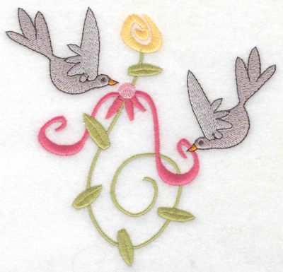 Embroidery Design: Anniversary doves large 4.93w X 4.74h