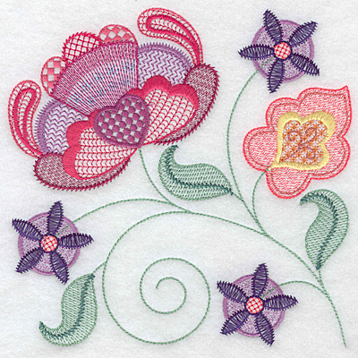 Embroidery Design: Floral A large 7.02w X 7.00h