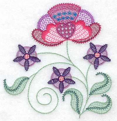 Embroidery Design: Floral B 4.69w X 4.96h