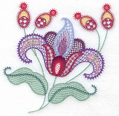Embroidery Design: Floral P  4.97w X 4.96h