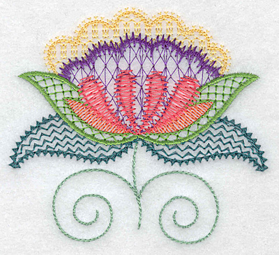 Embroidery Design: Floral U  3.87w X 3.50h