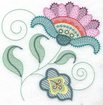 Embroidery Design: Floral W large 7.04w X 7.16h
