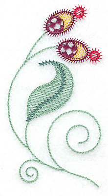Embroidery Design: Buds and leaves 2.45w X 4.60h