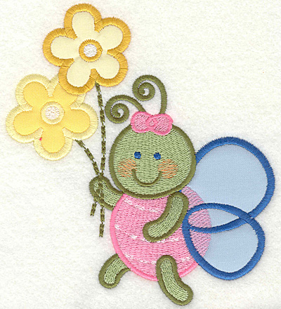 Embroidery Design: Bug with flowers4.93w X 5.62h