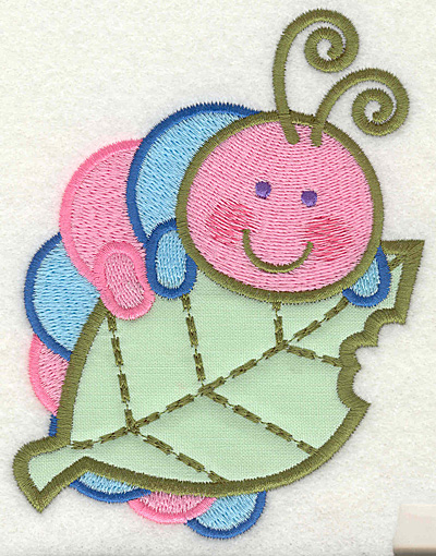 Embroidery Design: Caterpillar eating leaf 3.75w X 4.93h