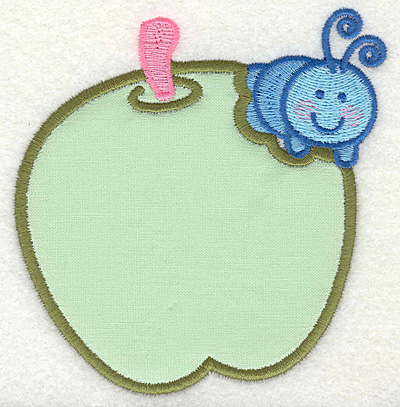 Embroidery Design: Caterpillar on apple 4.00w X 4.31h