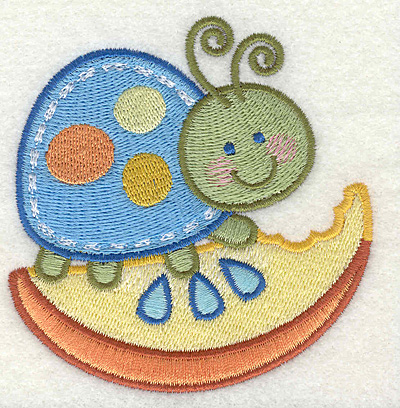 Embroidery Design: Bug on a Fruit  3.37" x 3.43"