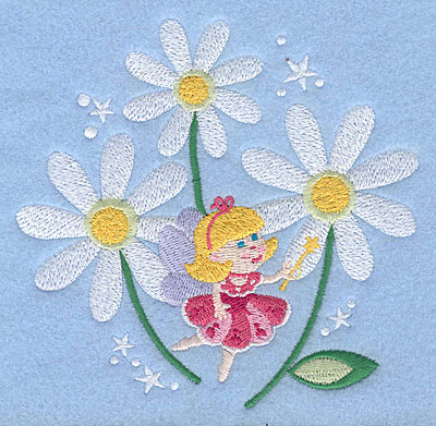 Embroidery Design: Fairy amid daisies4.86" x 5.00"