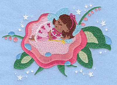 Embroidery Design: Fairy sleeping on flower3.45" x 5.00"