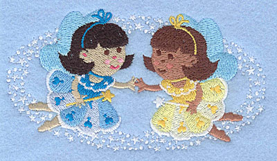 Embroidery Design: Fairies holding hands2.73" x 5.00"